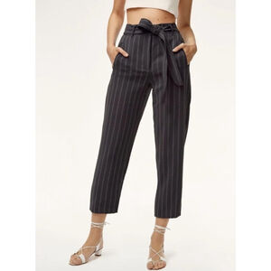 Wilfred Tie Front Pants Size 2 Navy Blue Pinstripe
